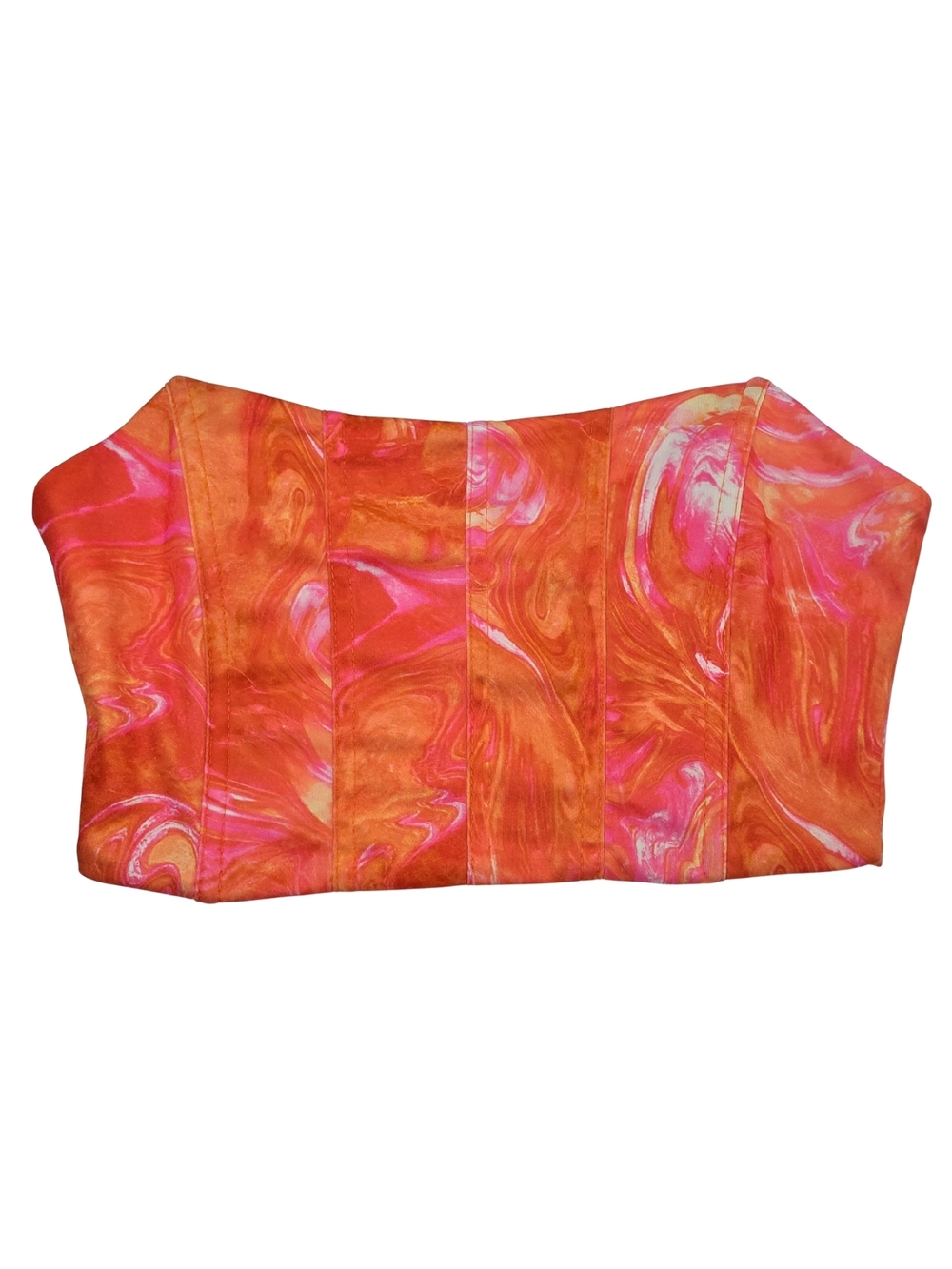 SHEIN Pink & Orange Marble Strapless Bustier Top 3607-CP